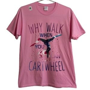 Cartwheel Gymnastics Port & Company T-Shirt‎ Mens Medium Pink Graphic Tee NEW